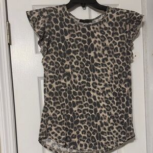 Leopard Print Flutter Sleeve Top